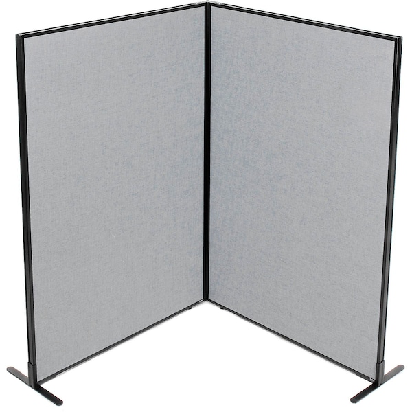 Interion By Global Industrial Interion Freestanding 2-Panel Corner Room Divider, 48-1/4inW x 72inH Panels, Gray 695032GY - main